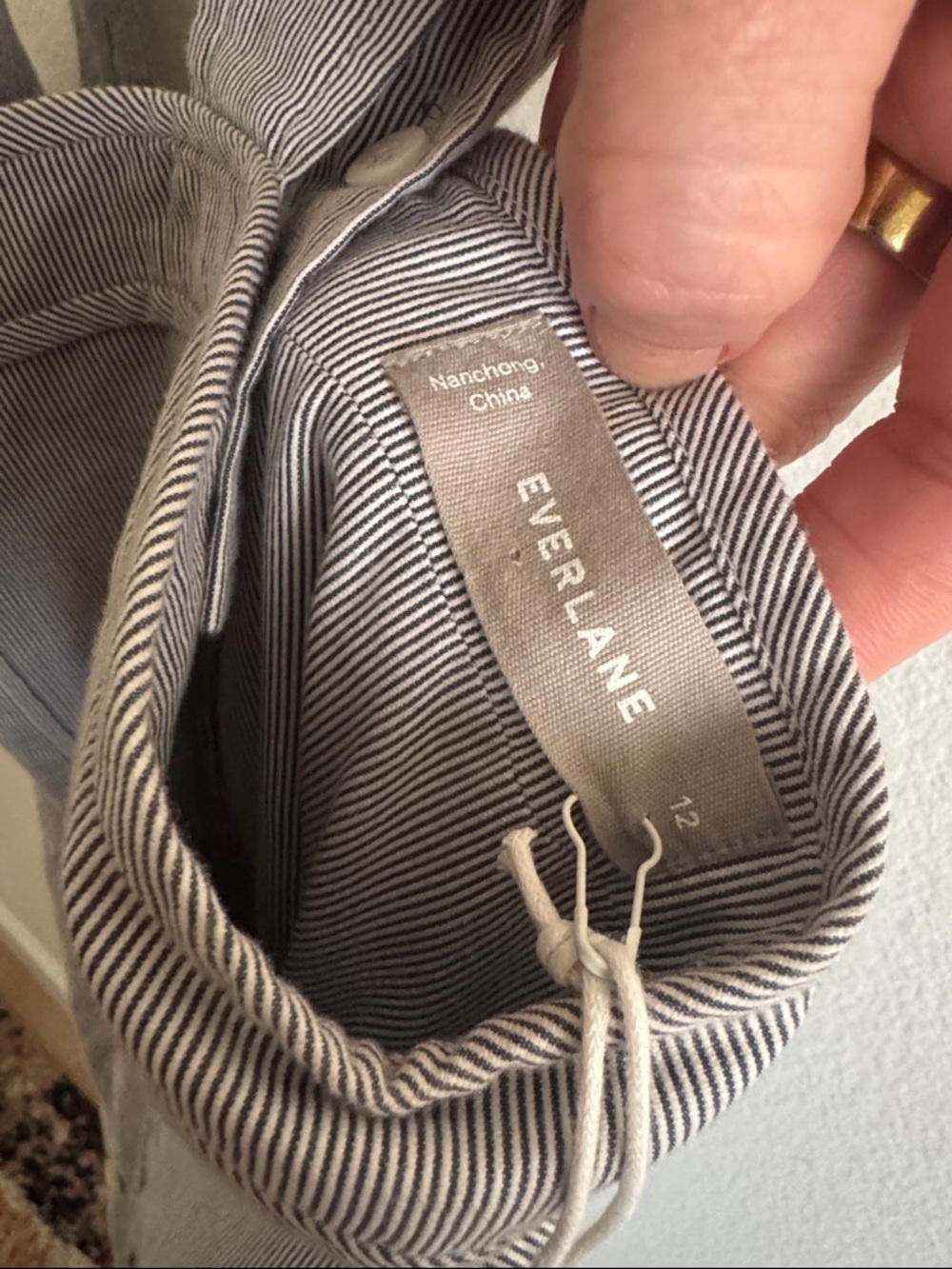 NWT Everlane size 12 pinstripe Button-Front Midi Picnic Dress - Picture 5 of 7